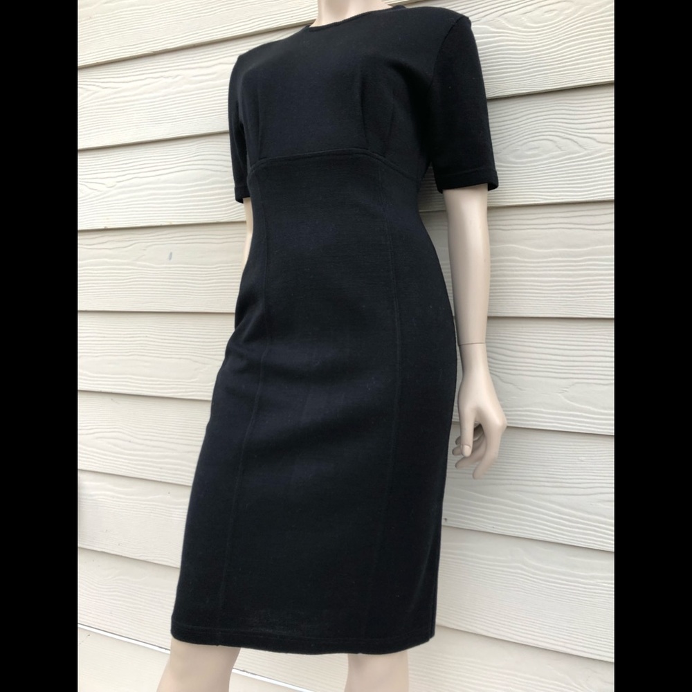 Outlander Petites Solid Black Wool Knit Dress - image 5